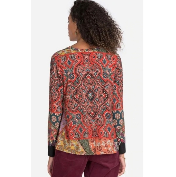 Johnny Was Small Moa Favorite Long Sleeve V Neck Swing Tee - Picture 2 of 7